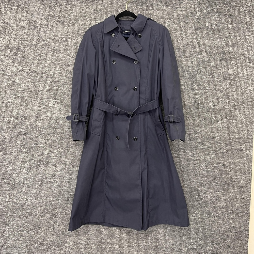 Air Force Military Trench Coat Women 12R Navy All Weather Double Breasted Belted
